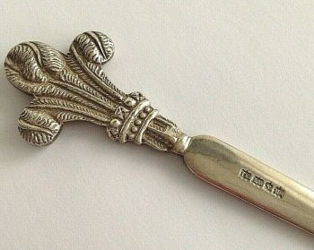 Antique A1 silver plated prince of wales feathers letter opener