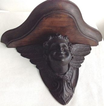 Antique carved wood angel cherub shelf bracket