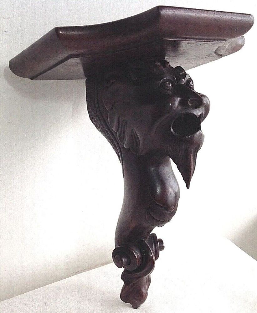 Antique carved wood angel cherub shelf bracket