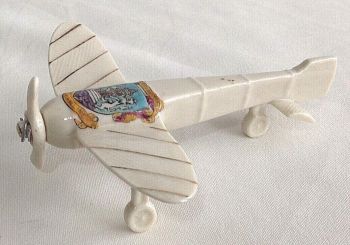 Antique WW1 crested china model of a Plane crest Dunfermline