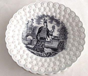 Antique transferware toddy plate mid Victorian Chinese scene Godwin 1850
