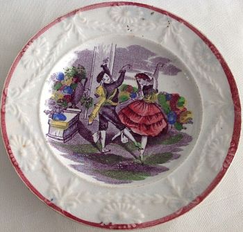 Antique ceramic nursery transfer wear toddy plate Ballet dancers