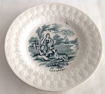 Antique ceramic nursery transfer wear toddy plate Gleaners