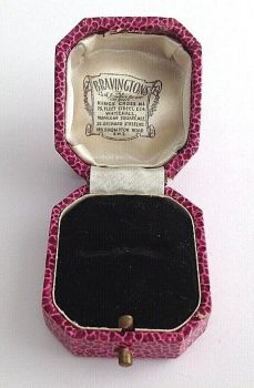 Antique jewellery ring display box Bravingtons London Raspberry Pink