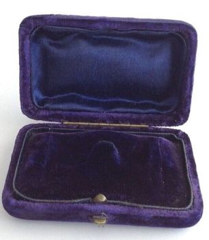 Antique jewellery display box blue velvet Earrings & Brooch