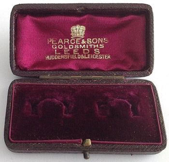Antique jewellery cufflinks display box plum velvet Pearce & Sons