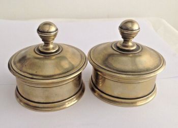 Antique Georgian brass tobacco jar pair