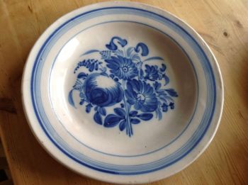 Antique large blue & white Delft Delftware plate hand painted