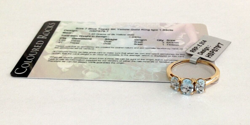 9ct yellow gold ring Aquamarine & Diamond Gems TV Certificate