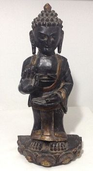 Antique carved wood wooden Deity figure Buddhist god