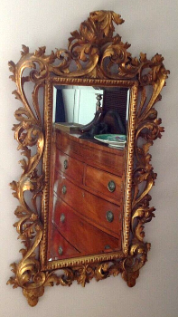 Antique Well carved large Florentine Mirror Gilt & Gesso