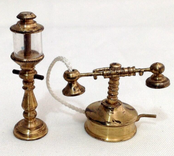 Antique miniature dollhouse telephone & Lamp