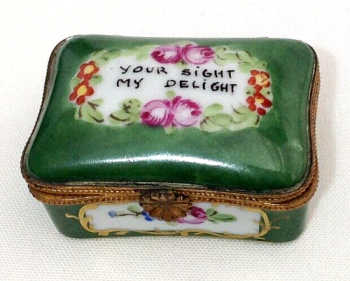 Antique Limoge Patch Box Signed JD French Your Sight My Delight