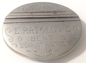 Antique silver plated snuff tobacco box E Ratcliffe 6 Bent St Oswaldtwistle