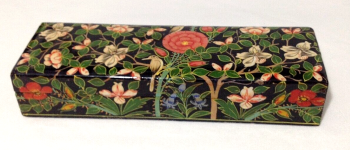 Antique painted Persian box flowers birds laquer