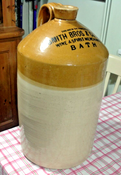 Antique large wine or spirit jug doulton Smith Bros Bath