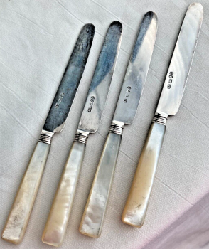 Antique Georgian set of 4 sterling silver hallmarked 1819 desert knives