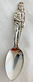 Antique sterling silver American spoon Indian Chief Mechanics Silver Co