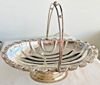 Antique Edwardian Elegant silver plate basket for bread rolls or fruit