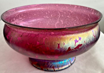 Royal Brierley Michael Harris studio glass pink iridescent glass bowl