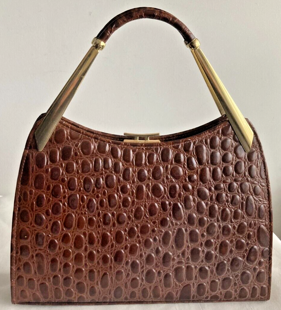 Vintage leather Ackery Crocodile skin design handbag