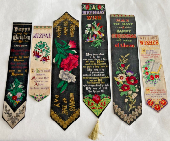 6 Antique T Stevens silk woven embroidery bookmark s Birthday Christmas Mizpah