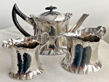 Antique Naturalistic Hukin & Heath style silver plated tea set Slater Bros