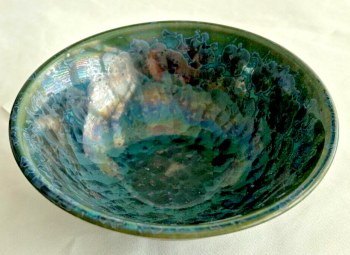 Studio pottery bowl by Mark Walford stunning mottled green glaze