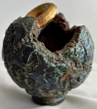 Signed Billy Adams studio pottery stoneware sculptural landscape bowl pot