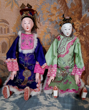 Antique Vintage Japanese Chinese Oriental Embroidered Opera Doll Dolls