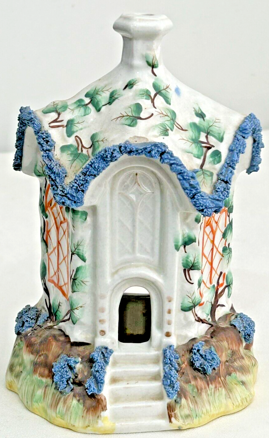 Antique ceramic Victorian Staffordshire pastel burner house Very pretty