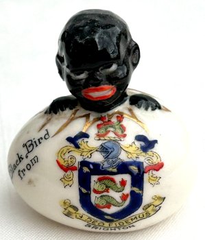 Antique WW1 crested china "Black Bird From" Brighton crest