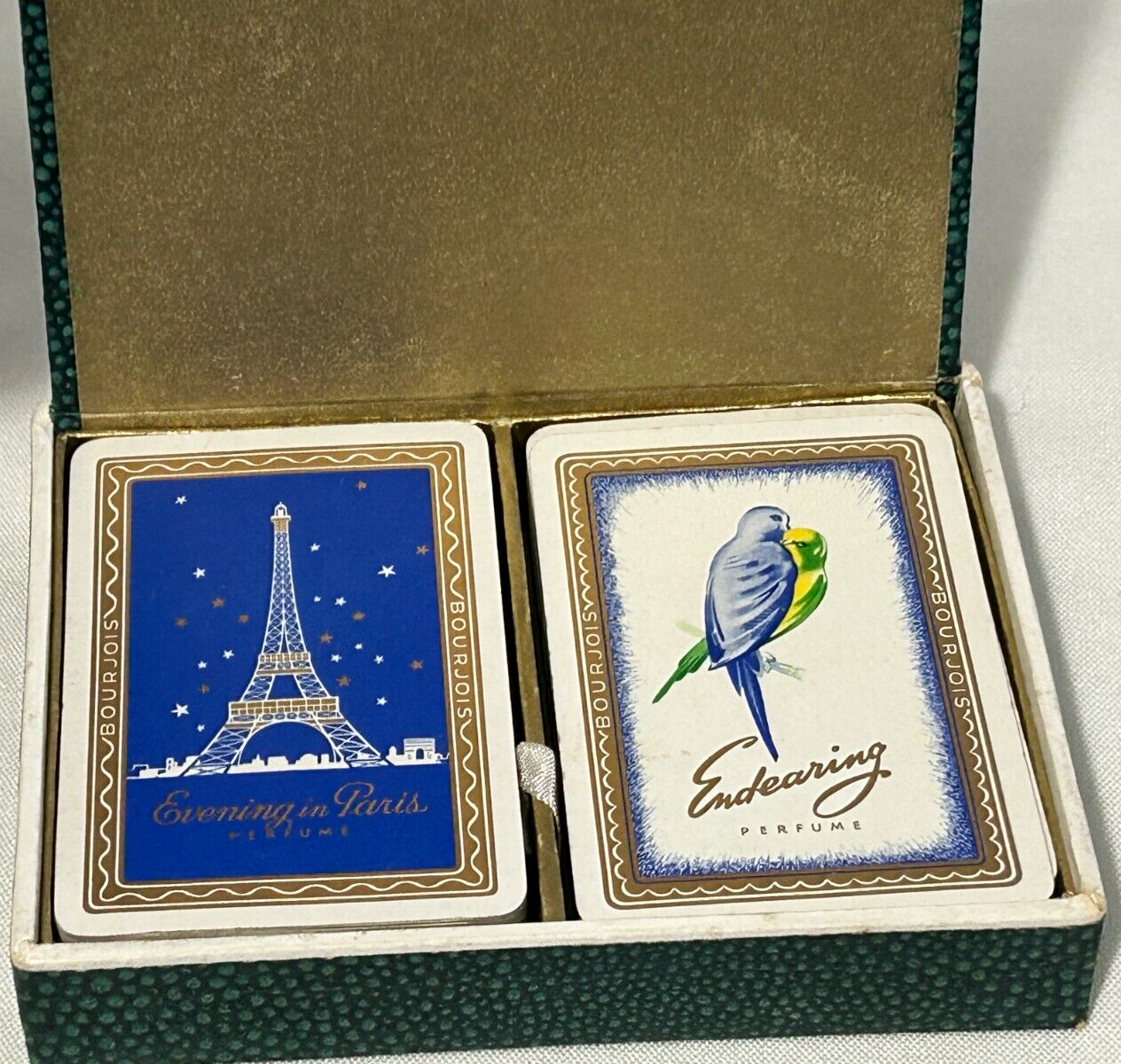 Vintage Evening In Paris Playing Cards in a Faux Shagreen Box Bourjois Perf