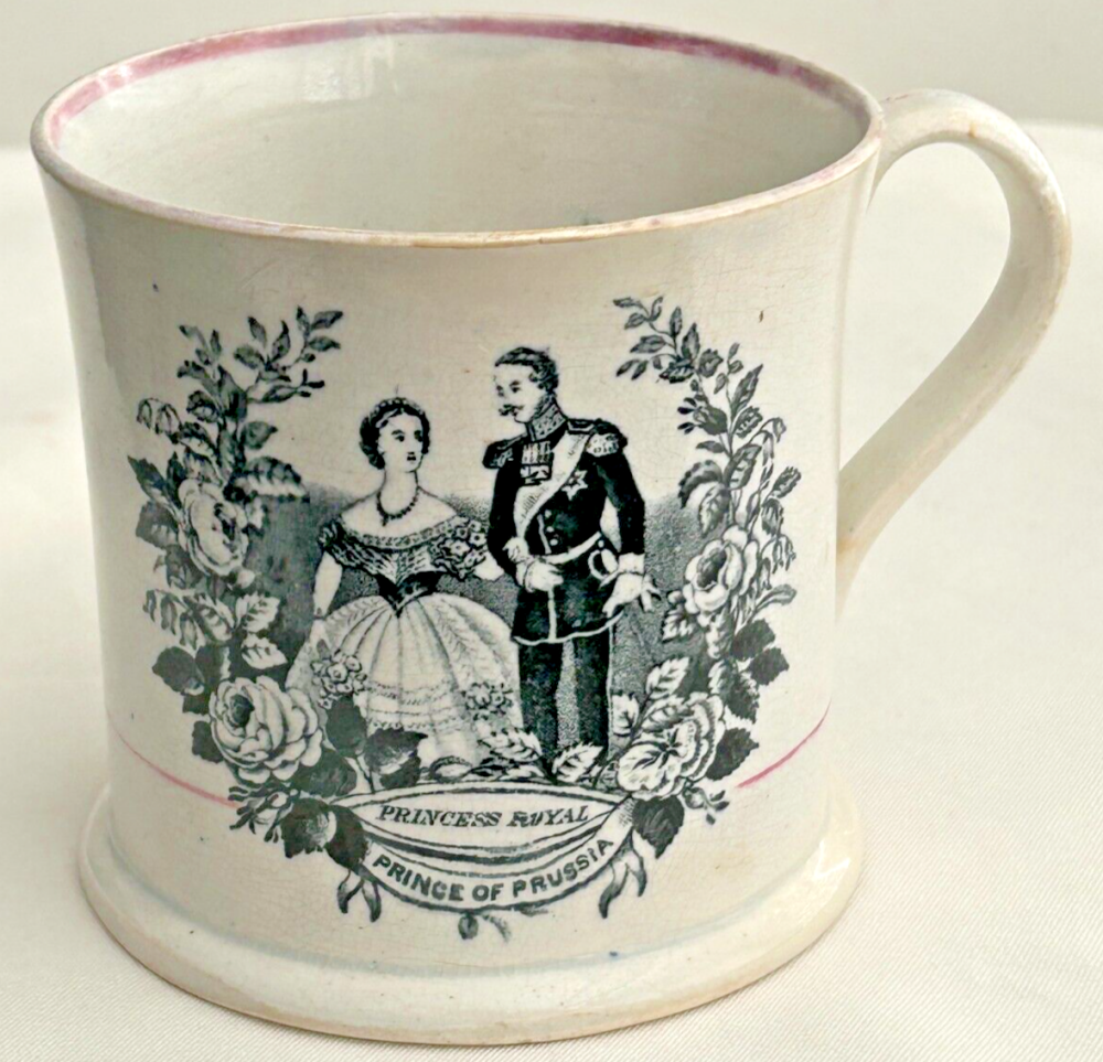 4 antique Victorian lustre transferware cup saucer bowl sauce boat house sh