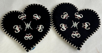Antique Chinese Embroidered ear warmers bats lucky symbols