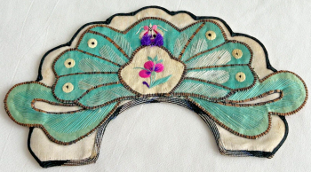 Antique Chinese Embroidered silk headband flowers butterfly