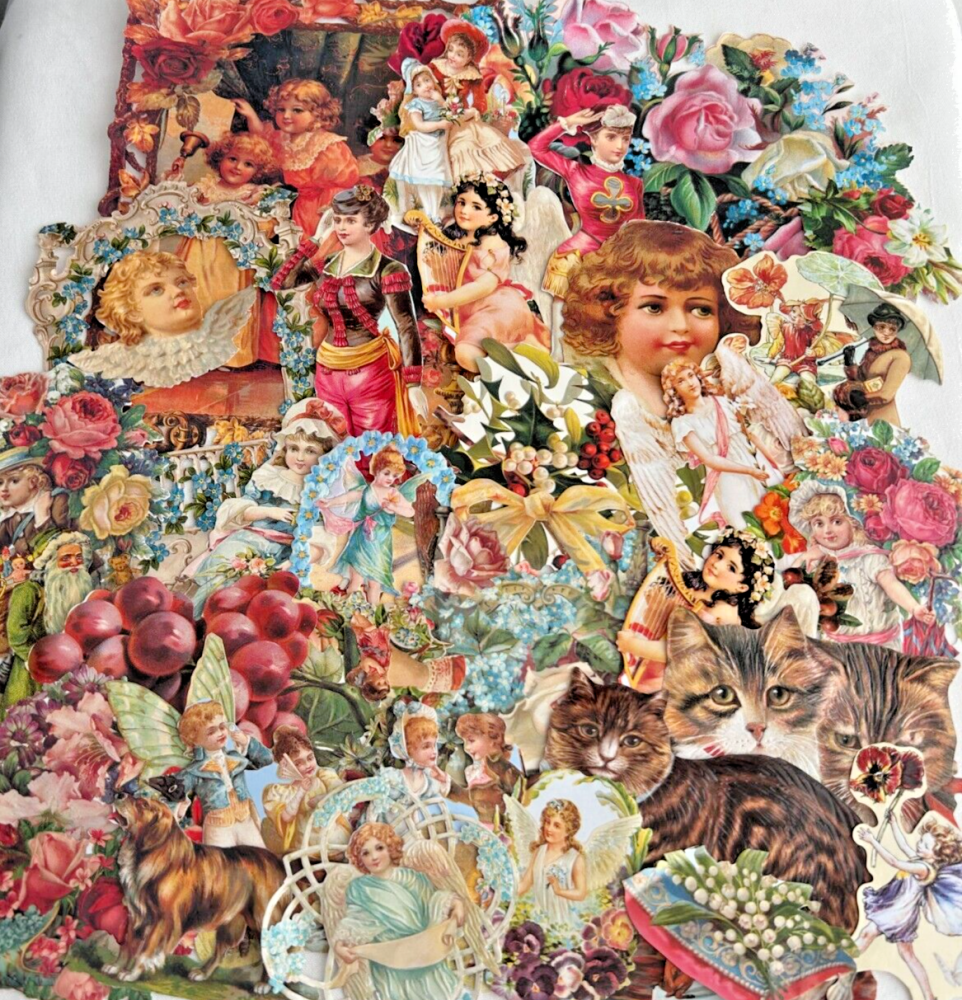 Decoupage Victorian style Paper scraps x 40 ladys angels flowers cats child