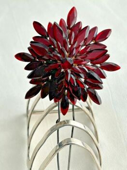 Rare antique large Victorian hair comb ornament red Vauxhall glass Starburst