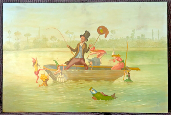 Vintage Oil painting on board signed listed artist Anthony Skuse Fairies Gnomes