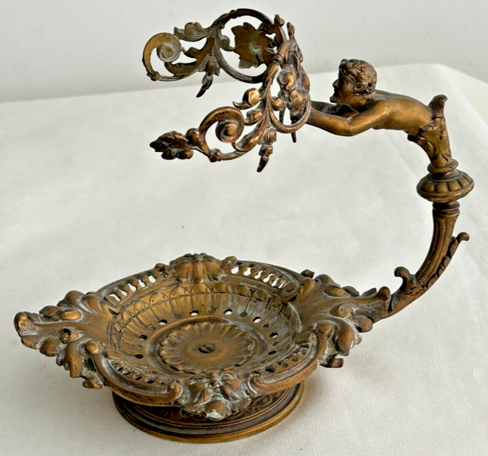 Antique gilded table top metal scrolling leaf decoration mirror Florentine 