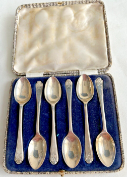 Antique Vintage Art Deco Sterling Silver Tea Spoon boxed hallmarked Chester 1933