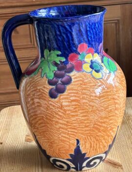 Vintage Art Deco Vase Jug ceramic stylised flowers Loselware Suntrae Burslem