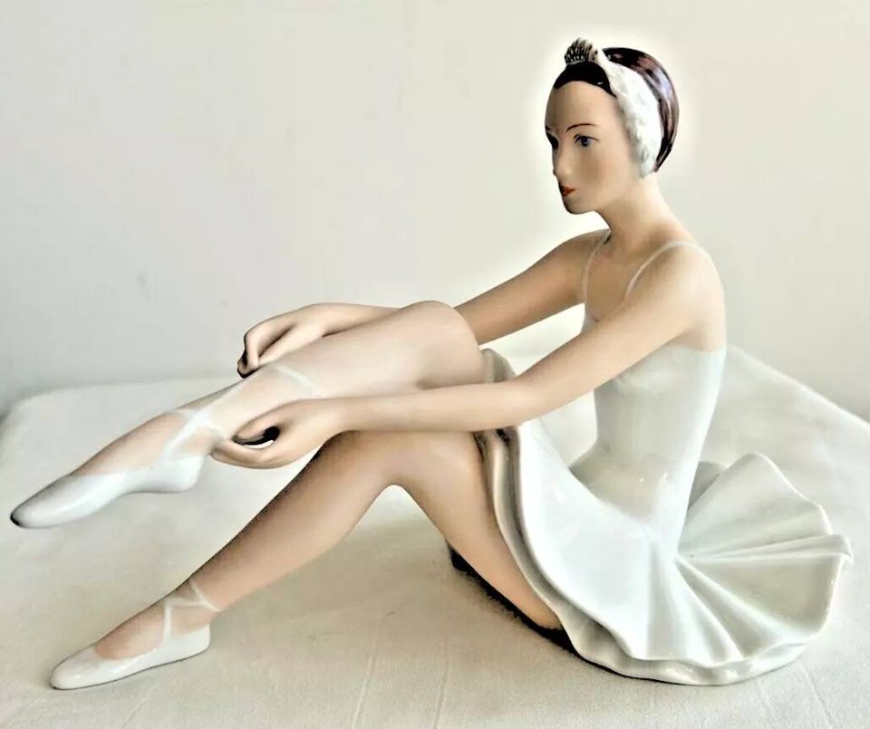 Vintage Royal Dux Ballerina seated figure ceramic figurine