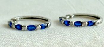 Sterling silver CZ hoop earrings by Charles Nobel Sapphire & Diamond colours