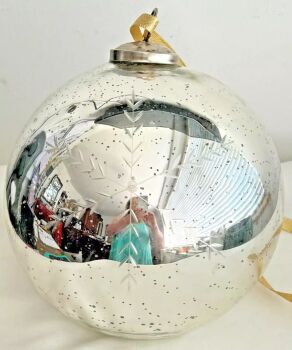 Antique glass silver witches ball large Christmas ornament