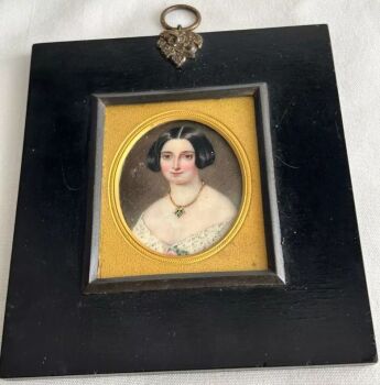 Antique 18th Century painting miniature Mrs Morrell William Egley 1852 Victorian