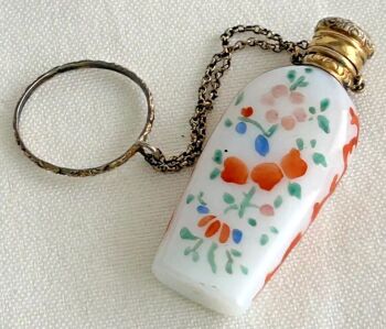 Antique Victorian silver gilt French hallmark perfume scent bottle flowers