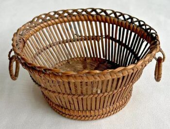 Antique miniature woven wicker basket apprentice piece