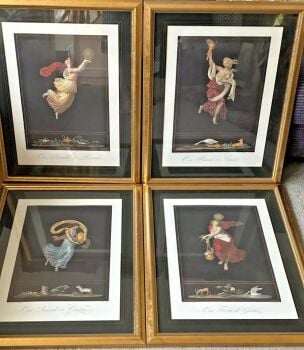 Antique Style ARC Print x 4 set Raffaello Sanzio Classical gold frames