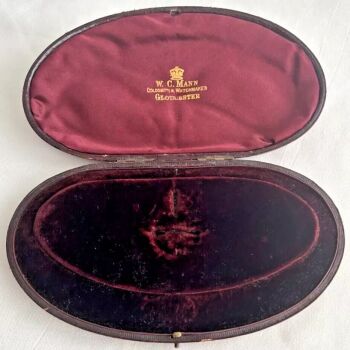 Antique Jewellery display box fitted Necklace Burgundy velvet W C Mann